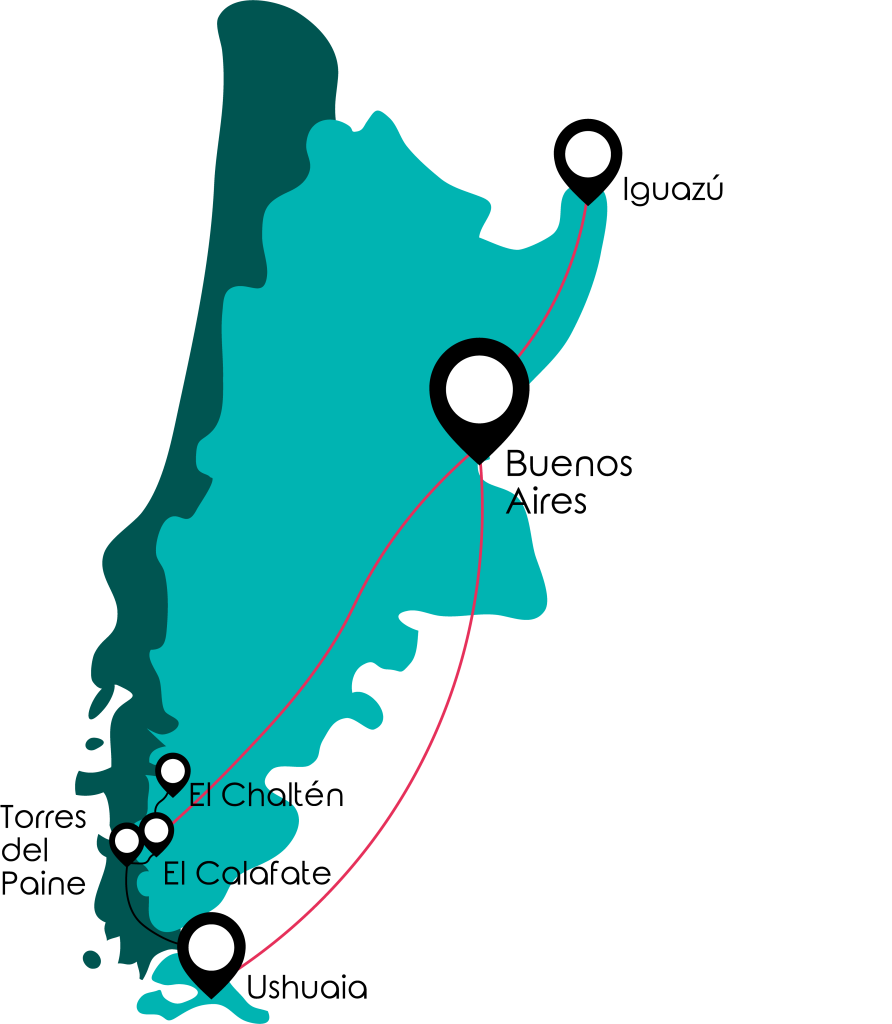 Viaje en grupo a Patagonia • Mapa Patagonia 2025