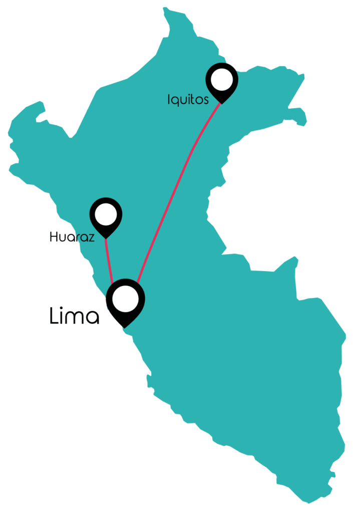 Viaje en grupo a Huayhuash &bull; Mapa Peru Huayhuash Iquitos 01 e1773112532858